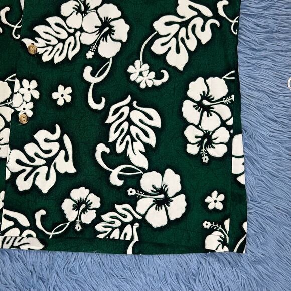 VINTAGE Pride Of Hawaii Floral Button Up Shirt Size XL Mens Summer Green 90s - Picture 6 of 12